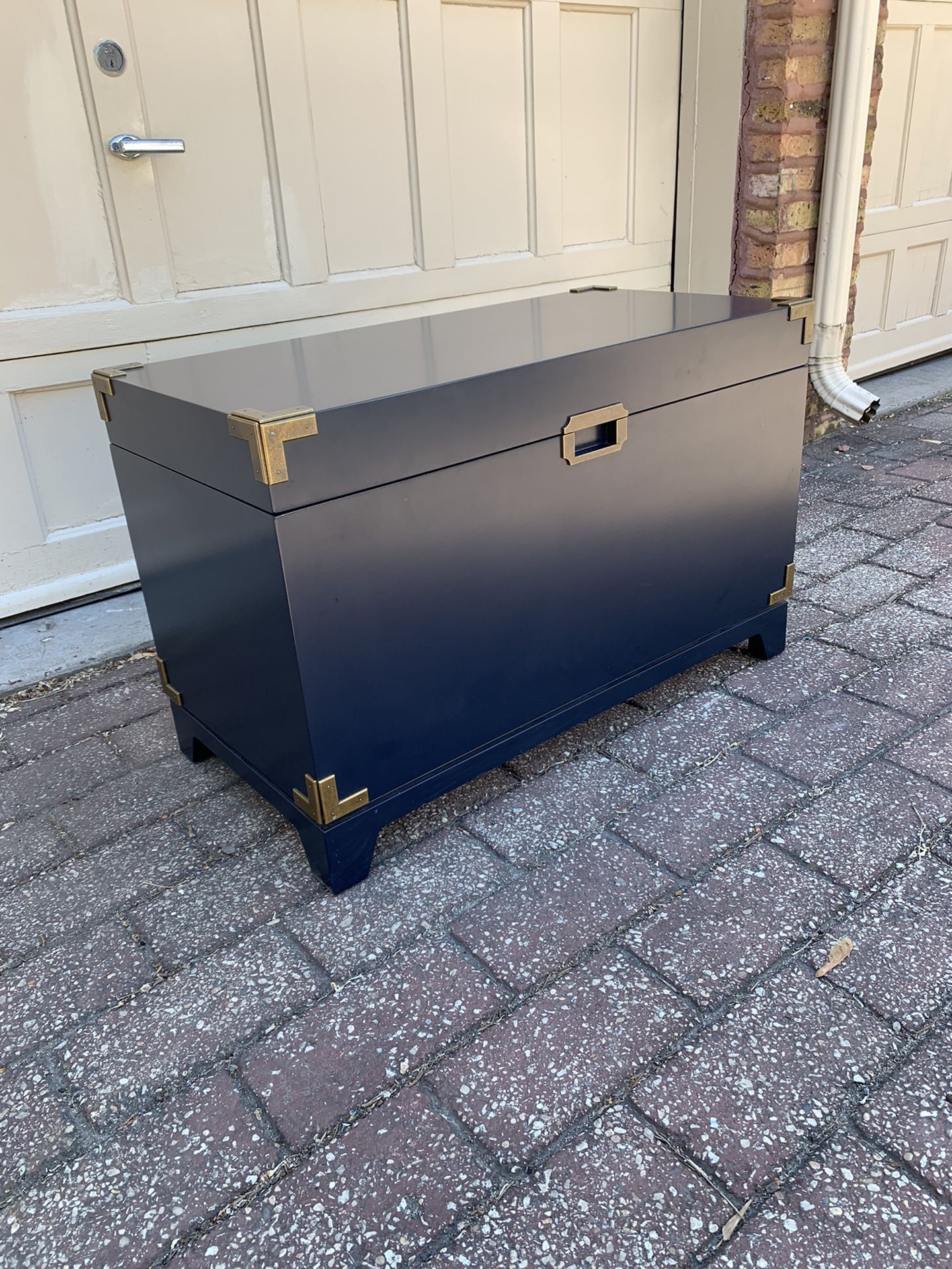 Land Of Nod Navy Blue Champagne Toy Box / Chest