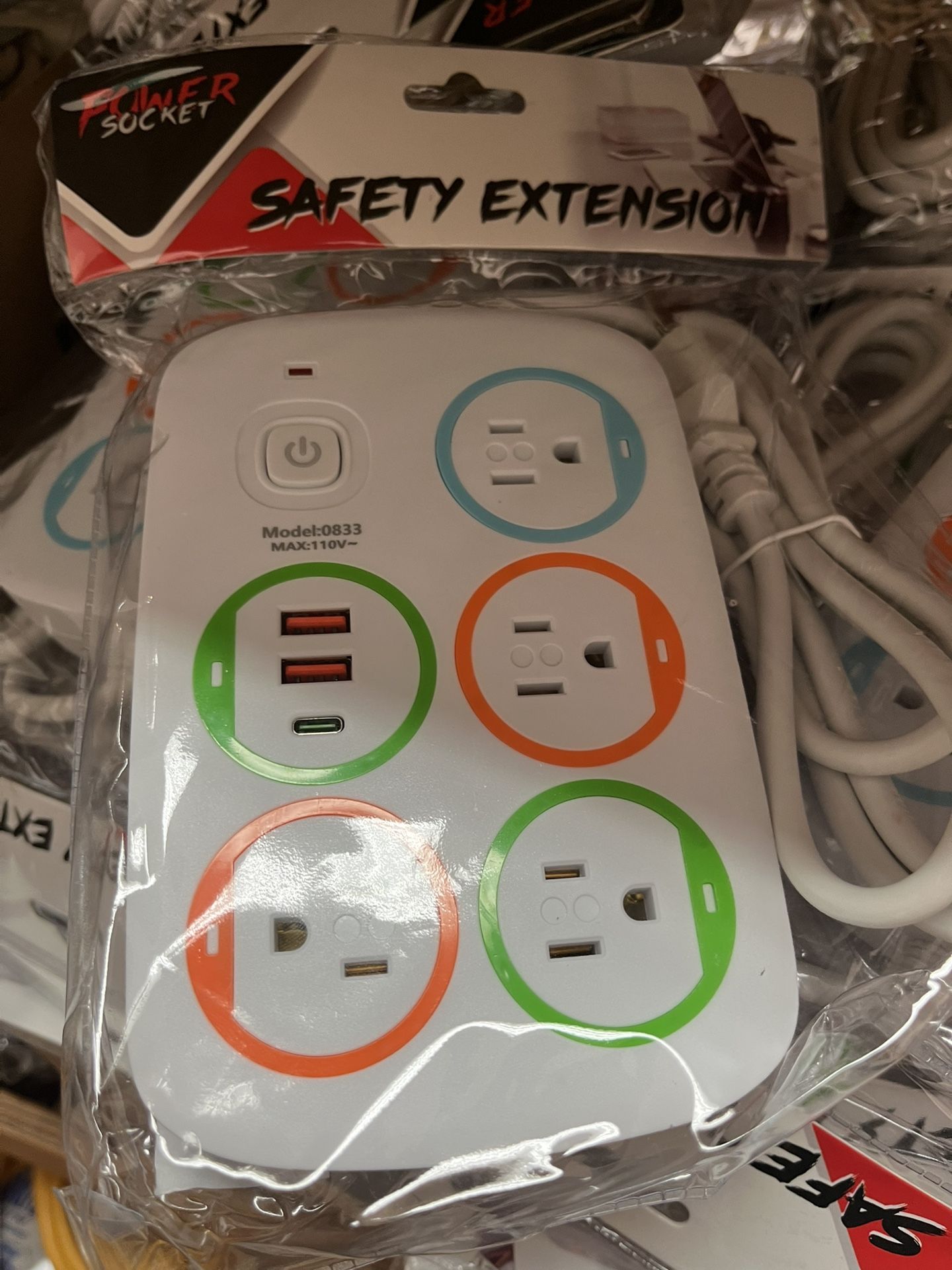 Multi Outlet Power Strip with USB Ports Safety Extension