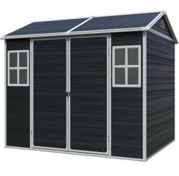 New in Box 8x6 ft Outdoor Resin Storage Shed with Floor Waterproof Plastic Garden Shed