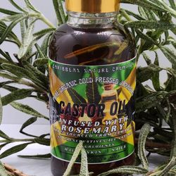 🌿 Rosemary-Infused Raw Uncut Organic Jamaican Castor Oil By Caribbean Nature Creations LLC