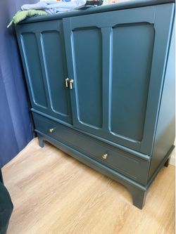 Teal Armoire with Gold Hardware Dresser