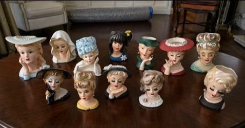 Vintage Lady Head Vases (12)