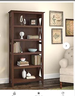 Bush Furniture Key West 5 Shelf Bookcase, Bing Cherry, Standard Delivery - In box. Box