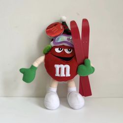 2003 M&M’s Red Candy Skier Christmas Ornament 10” Plush Toy