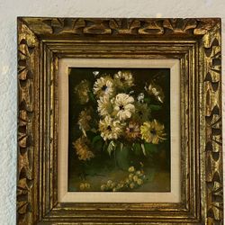 Vintage Floral Still Life Oil Painting in Ornate Gilt Frame – Signed “M. Price”