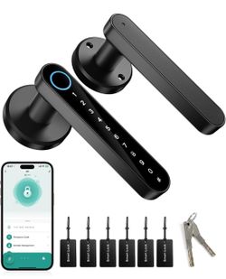 ☆ Fingerprint Door Lock, Smart Door Knob with Keypad Keyless Entry, 4-in-1 Biometric Door Lock with App Control & Passcode, Electronic Door Handle for