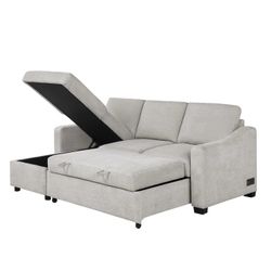 Coddle Aria Fabric Sleeper Sofa with Reversible Chaise and Storage, Beige
