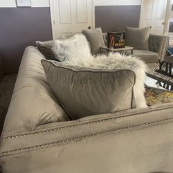  GRAY/GREY TUFTED BEAUTIFUL COUCH SET Sectional Couch Sofa (DELIVERY AVAILABLE/$50 DOWN & ITS YOURS🟢)