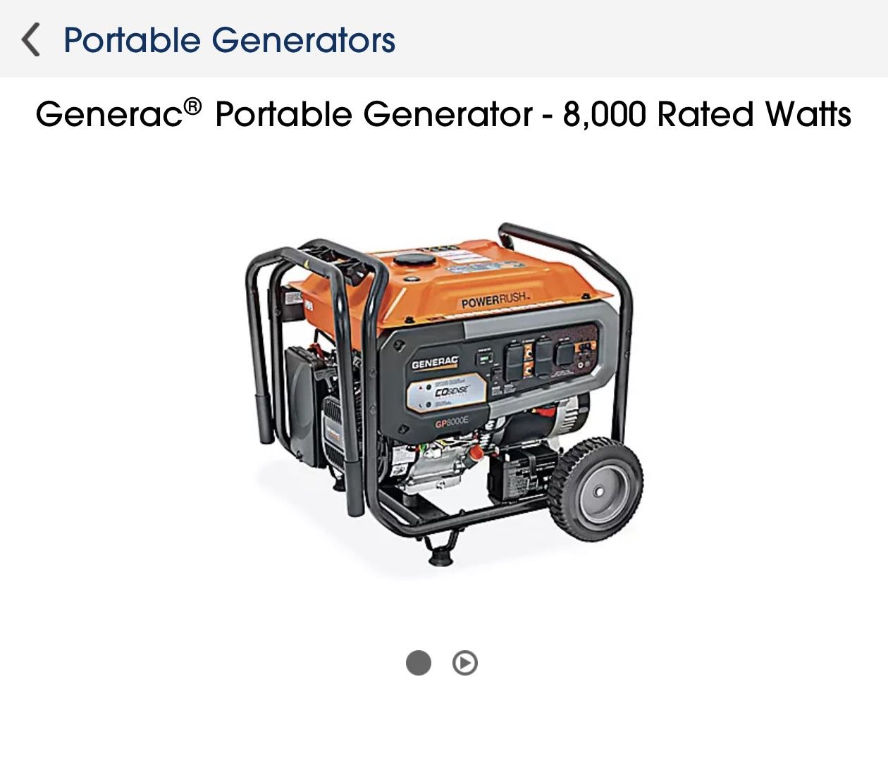 Generac® Portable Generator - 8,000 Rated Watts