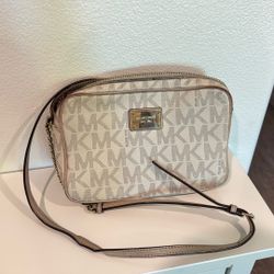 Michael Kors Tan And Gold Crossbody