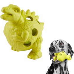 Codi Dog Chew Toys - Funny Interactive Dog Toys with a Tennis Ball, Tough Durable Teething Rubber Dog Toys for Medium Dogs (Yellow Dinosaur)