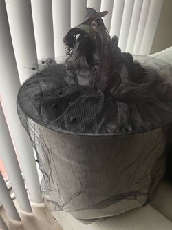 Black Hat with Feathers and Veil