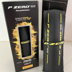 NEW Set Of 2 Pirelli P Zero Race TLR 700 x 26c Tubeless Road Bike Tires Yellow 26 Tires are New, never installed.