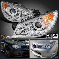 Clear Fits 2006-2007 Subaru Impreza WRX STi LED Strip Projector Headlights Lamps