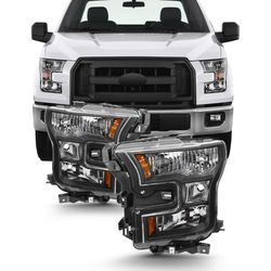 AKKON Halogen Headlight assemblies for Ford F150 2015-2017 left and right. 