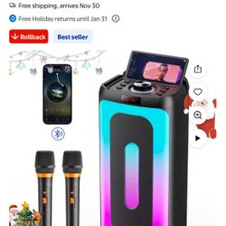 JYX Karaoke Machine for Adult, Bluetooth Speaker with Microphone, Home Party Speaker Karaoke System with Colorful RGB Lights, T25-T