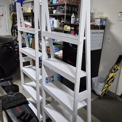 Ladder Bookshelf Pair White Nice Like New