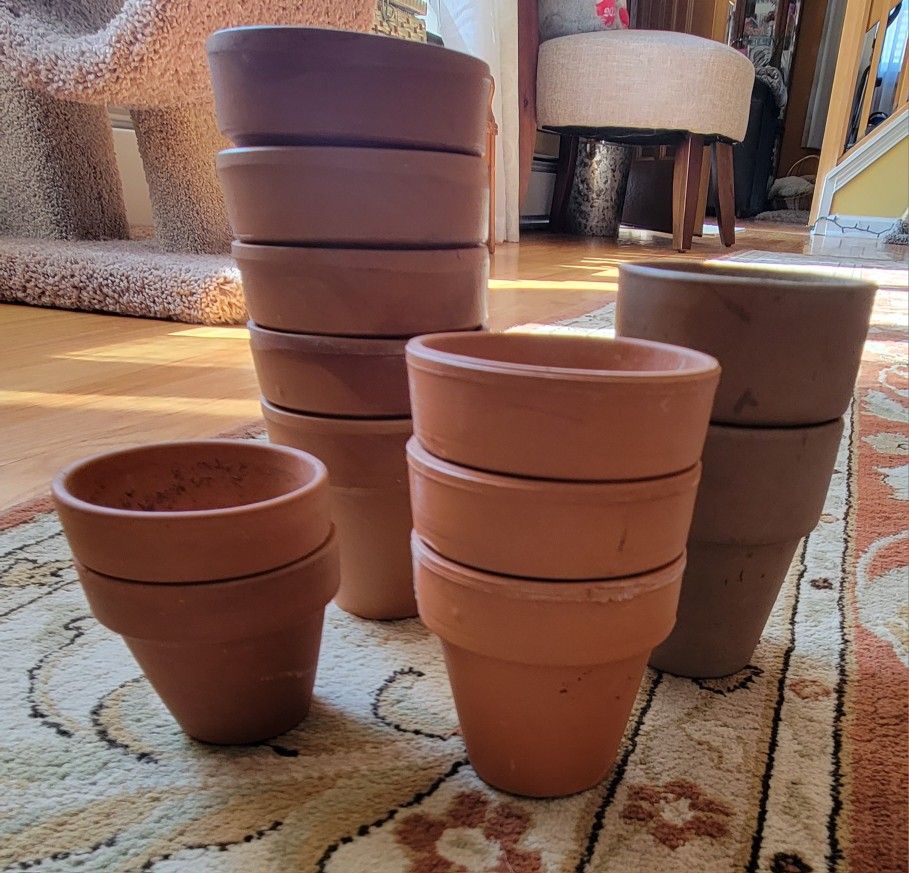 (12) Miniature Size Clay Flower Pots