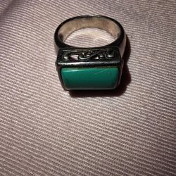 Silver Turquoise Ring Sz 8