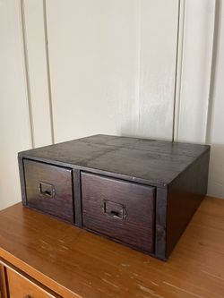 Vintage Library Card Index Holder (2 drawers)