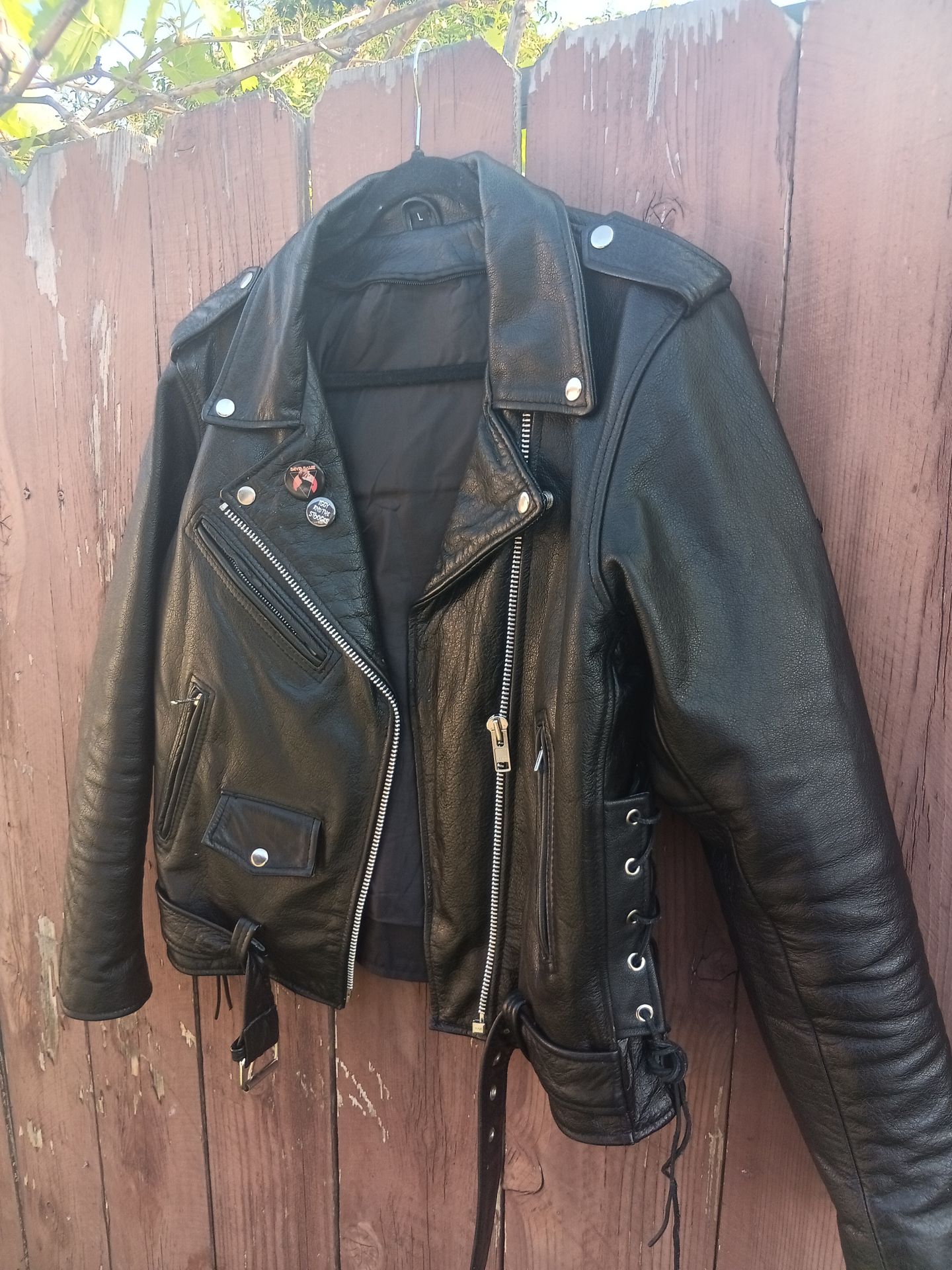 Genuine Leather Motorcycle Riding Jacket Punk Rock N Roll