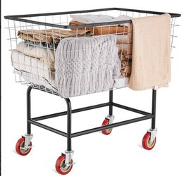 Wire Laundry Cart, 4.5 Bushel Wire Laundry Basket with Wheels