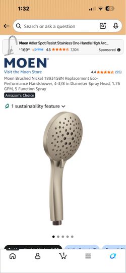 Moen Brushed Nickel Replacement Handheld Shower Head