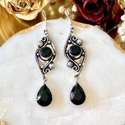 Black Onyx 925 Sterling Silver Overlay Handcrafted Earrings 