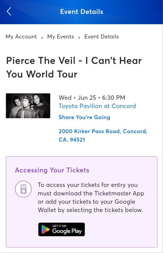 2 Pierce The Veil Tickets Concord 6/25