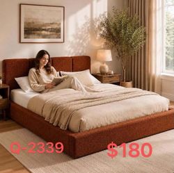 (Q-2339)Anwick Queen Cloud Bed Frame with Headboard, Upholstered Platform Bed Frame