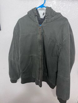 Olive Green Canvas Hooded Bomber Jacket