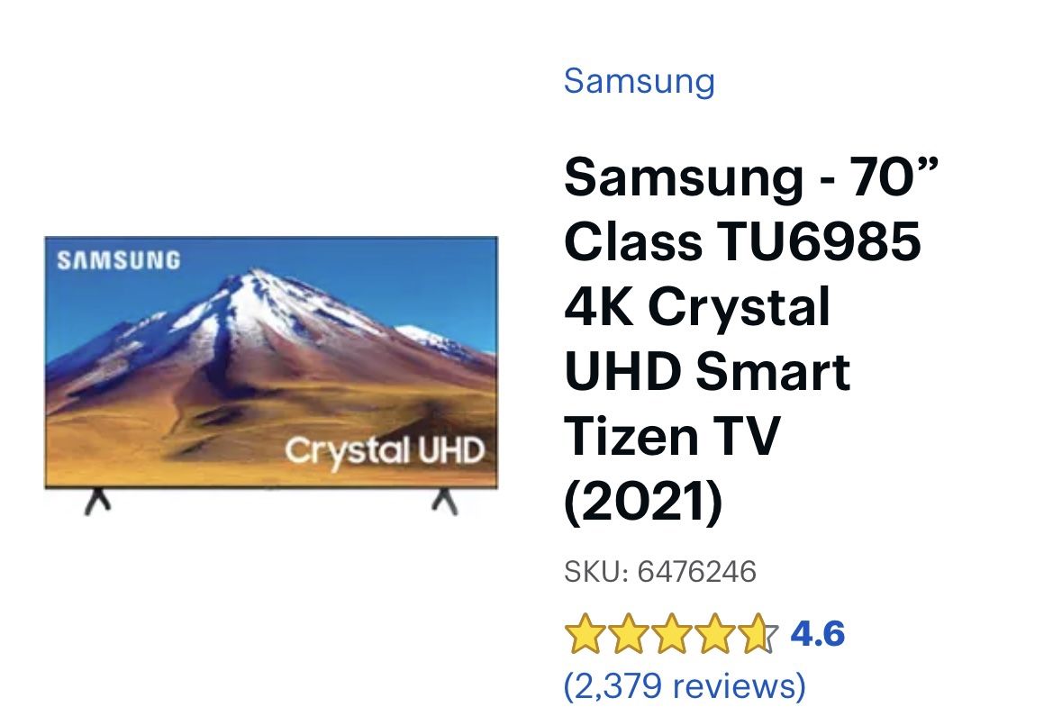 Samsung - 70” Class Flat Screen Smart TV + Wall Mount
