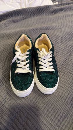 Betsy Johnson Sidny green rhinestone sneakers 7.5