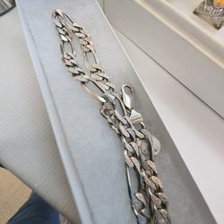Sterling Silver Chain 21 In. 66.5 G Two Different Patterns