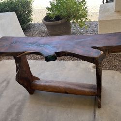 Mesquite Rustic Sofa Table with Turquoise