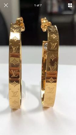 Louis Vuitton Nanogram Earrings Gold Brass
