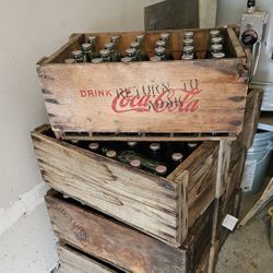 WWII COCA-COLA CRATES W/FULL BOTTLES 7 FULL CASES