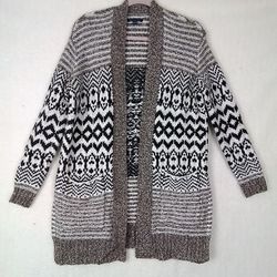 American Eagle Chunky Knit Open Cardigan Size Small Brown, White, Southwest

