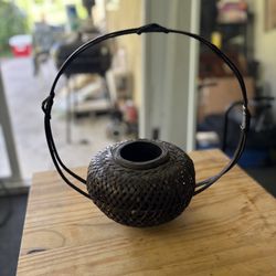 Wicker Basket Candle Holder 