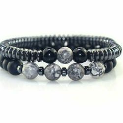 Magnetic Hematite Healing Bracelet Bead Bangle Pa-in Relief Women