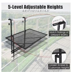 Adjustable balcony table