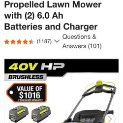 Ryobi Lawn Mower With Batteries 