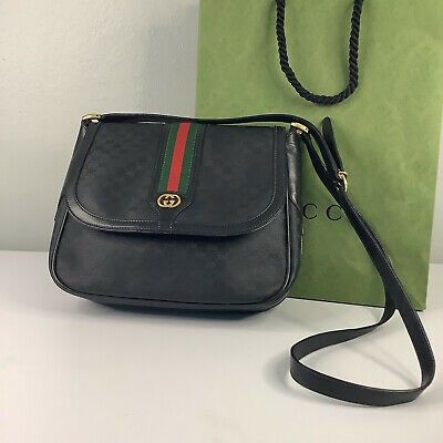 GUCCI Black Monogram Coated(PVC) Canvas & Leather Bag

