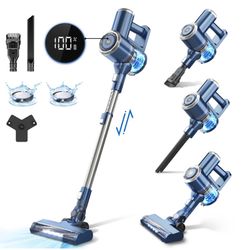 PrettyCare Cordless Vacuum Cleaner, 4-in-1 Lightweight Stick Vacuum,Self-Stand,Deep-Blue,W200