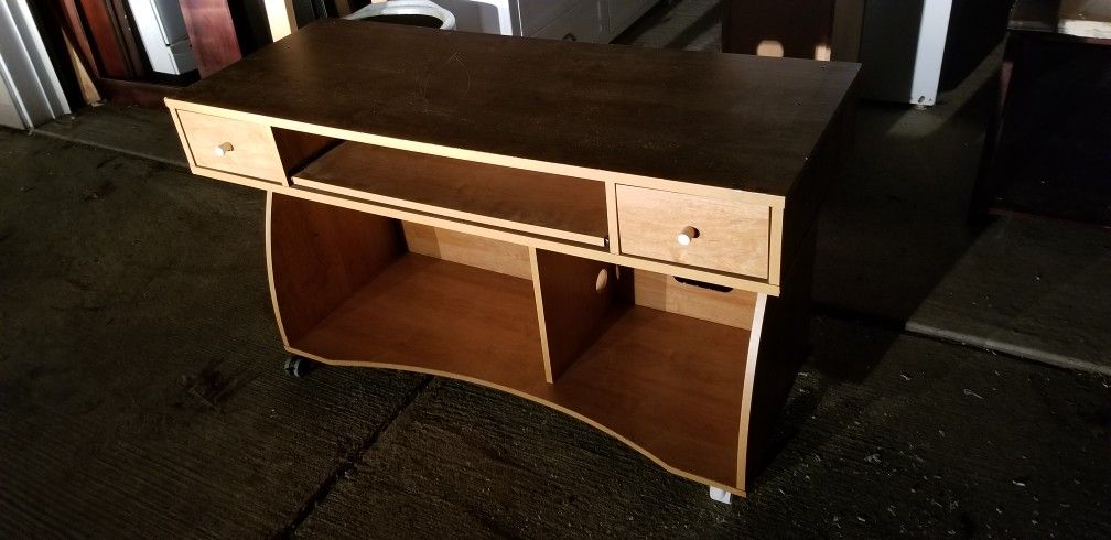 Blonde IKEA Desk On Wheels