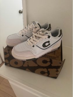 Coach Soho Sneaker women White/ Gray Low Top Lace-Up Logo Rubber