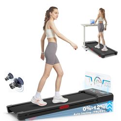 TRAILVIBER WALKING PAD TREADMILL WITH 12% 9-LEVEL AUTO INCLINE, 450 LBS CAPACITY AND RGB LED SCREEN UNDER DESK TREADMILL WITH AUTO INCLINE AND HIKING 