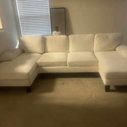 White Sectional Double Chaise Lounge