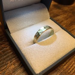 14K Solid Gold Artist Handmade Band Ring w/ Genuine Black Diamond   