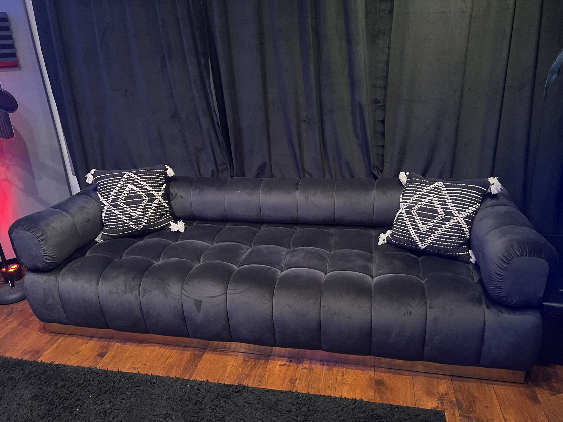 Black & Gold Suede Couch & Chair